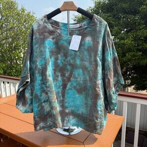 Dolman Sleeved Linen Boxy Blouse *NWT*